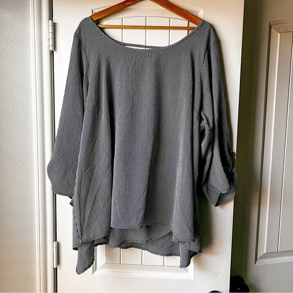 torrid Tops - Torrid Navy Blue and white Striped Open Back Top 3XL